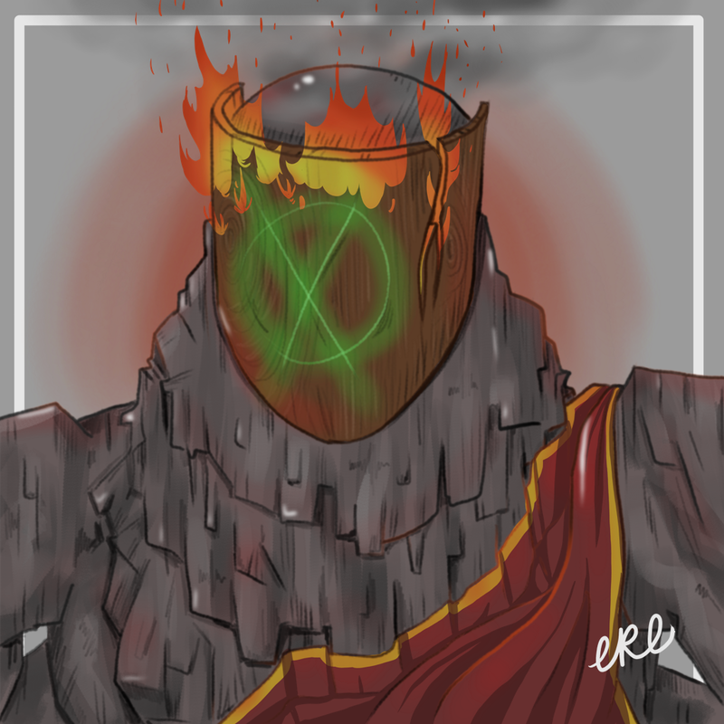 The Rune Knight 'Four Hands Punish the Arrogant' was carved from the likeness of one of REDROCKS dwarven mages. With fire constantly sparking from his mask, 4FPTA leads with the Justice.